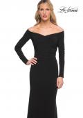 Picture of: Off the Shoulder Jersey Evening Dress with Long Sleeves in Black, Style: 30073, Detail Picture 1