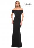 Picture of: Beaded Long Jersey Off the Shoulder Gown in Black, Style: 30117, Detail Picture 1