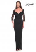 Picture of: Long Jersey Evening Dress with Lace Sleeves in Black, Style: 31659, Detail Picture 1