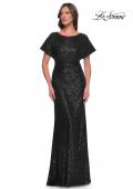 Picture of: Sequin Stretch Evening Dress with High Neckline and Dolman Sleeves in Black, Style: 30885, Detail Picture 2