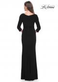 Picture of: Three Quarter Sleeve Jersey Evening Dress with Ruffle Detail in Black, Style: 30967, Detail Picture 2