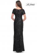 Picture of: Short Sleeve Print Sequin Evening Dress in Black, Style: 31852, Detail Picture 2