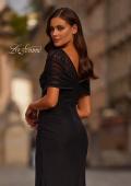 Picture of: Ruched Black Evening Dress with Illusion Lace Neckline in Black, Style: 33120, Detail Picture 2