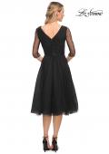 Picture of: Tea Length Tulle Dress with Beading and Sheer Sleeve in Black, Detail Picture 3