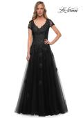 Picture of: Tulle A Line Gown with Lace Applique and V Neck, Style: 29380, Detail Picture 3