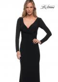 Picture of: Long Sleeve Jersey Evening Dress with Ruching in Black, Detail Picture 3