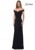 Picture of: Off the Shoulder Ruched Jersey Gown in Black, Detail Picture 3
