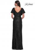 Picture of: Sequin Stretch Evening Dress with High Neckline and Dolman Sleeves in Black, Style: 30885, Detail Picture 3