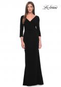 Picture of: Long Evening Dress with Wrap Style Neckline in Black, Style: 31020, Detail Picture 3