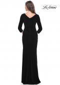 Picture of: Long Evening Dress with Wrap Style Neckline in Black, Style: 31020, Detail Picture 4