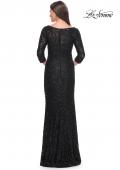 Picture of: Fitted Beaded Lace Evening Gown with Ruching in Black, Style: 31721, Detail Picture 4