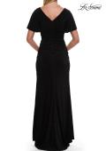 Picture of: Flutter Sleeve Rhinestone Embellished Evening Dress in Black, Style: 32495, Detail Picture 4