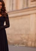 Picture of: Chic Off the Shoulder Net Jersey Gown with Long Sleeves in Black, Style: 32722, Detail Picture 4