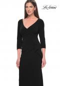 Picture of: Three Quarter Sleeve Jersey Evening Dress with Ruffle Detail in Black, Style: 30967, Detail Picture 5