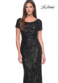 Picture of: Short Sleeve Print Sequin Evening Dress in Black, Style: 31852, Detail Picture 5
