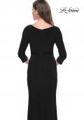 Picture of: Three Quarter Sleeve Jersey Evening Dress with Ruffle Detail in Black, Style: 30967, Detail Picture 6
