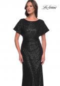 Picture of: Sequin Stretch Evening Dress with High Neckline and Dolman Sleeves in Black, Style: 30885, Detail Picture 7