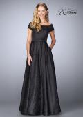 Picture of: Off The Shoulder Jacquard Gown With Small Sleeves in Black, Style: 24859, Main Picture