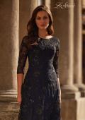 Picture of: Mother of the Bride Dress with Full Skirt and Illusion Neckline in Black Navy, Style: 30825, Detail Picture 1