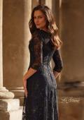 Picture of: Mother of the Bride Dress with Full Skirt and Illusion Neckline in Black Navy, Style: 30825, Detail Picture 2