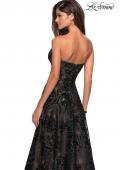 Picture of: Strapless A Line Lace Prom Dress with Beaded Detail in Black Nude, Style: 27164, Back Picture
