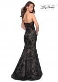 Picture of: Long Mermaid Lace Prom Dress with Beading in Black Nude, Style: 27178, Back Picture