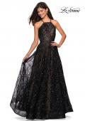Picture of: High Neckline sequin A Line Prom Dress in Black Nude, Style: 27451, Detail Picture 3