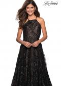 Picture of: High Neckline sequin A Line Prom Dress in Black Nude, Style: 27451, Detail Picture 6