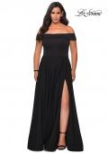 Picture of: Off The Shoulder Plus Size Dress with Leg Slit in Black, Style: 29007, Main Picture