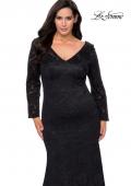Picture of: Black Lace Curvy Prom Dress with Long Sleeves in Black, Style: 29017, Main Picture
