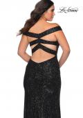 Picture of: Sequin Plus Size Dress with Off the Shoulder Detail in Black, Style: 29023, Main Picture