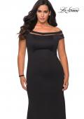 Picture of: Off The Shoulder Plus Size Gown with Sheer Neckline Detail in Black, Style: 29049, Main Picture
