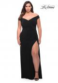 Picture of: Simple Plus Size Jersey Off the Shoulder Dress in Black, Style: 29474, Main Picture