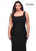 Picture of: Long Lace and Jersey Gown with Rhinestones in Black, Style: 29645, Main Picture