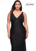 Picture of: Jersey Plus Gown with Jeweled Bodice and V Neckline in Black, Style: 29751, Main Picture