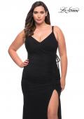 Picture of: Net Jersey Long Plus Dress with Tie Side in Black, Style: 29900, Main Picture