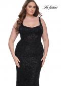 Picture of: Fitted Beaded Lace Plus Size Prom Dress with Illusion Waist in Black, Style: 31535, Main Picture