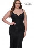 Picture of: Rhinestone Fishnet Plus Size Dress with Bustier Top in Black, Style: 32189, Main Picture