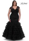 Picture of: Mermaid Curve Prom Dress with Ruffle Skirt in Black, Style: 32389, Main Picture