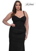 Picture of: Corset Net Jersey Plus Size Dress with V Neck in Black, Style: 32402, Main Picture