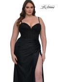 Picture of: Plus Size Prom Dress with Lace Corset Top and Jersey Skirt in Black, Style: 32449, Main Picture