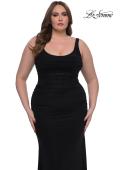 Picture of: Modified Square Neckline Plus Size Dress with Ruching in Black, Style: 33005, Main Picture