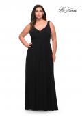 Picture of: Net Jersey Plus Size Long Dress with Slit and V Neck in Black, Style: 29075, Detail Picture 9