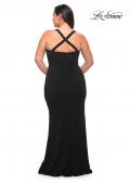 Picture of: Ruched Long Jersey Plus Dress with Square Neckline in Black, Style: 29590, Detail Picture 9