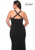 Picture of: Ruched Long Jersey Plus Dress with Square Neckline in Black, Style: 29590, Detail Picture 10