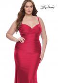Picture of: Ruched Jersey Plus Size Dress with Lace Up Back in Black, Style: 31632, Detail Picture 10