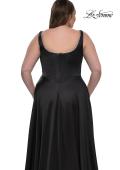 Picture of: A-line Satin Plus Prom Dress with Rhinestone Neckline in Black, Style: 33026, Detail Picture 10