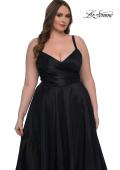 Picture of: Simple A-line Mikado Plus Dress with Slit in Black, Style: 33075, Detail Picture 10