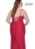 Picture of: Ruched Jersey Plus Size Dress with Lace Up Back in Black, Style: 31632, Detail Picture 11
