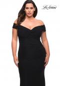 Picture of: Long Net Jersey Plus Dress with Bodice Design in Black, Style: 29635, Detail Picture 12